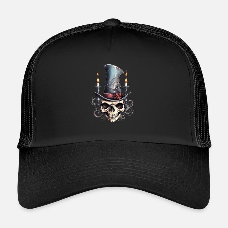 Skull Cylinder Drawing Trucker Cap
