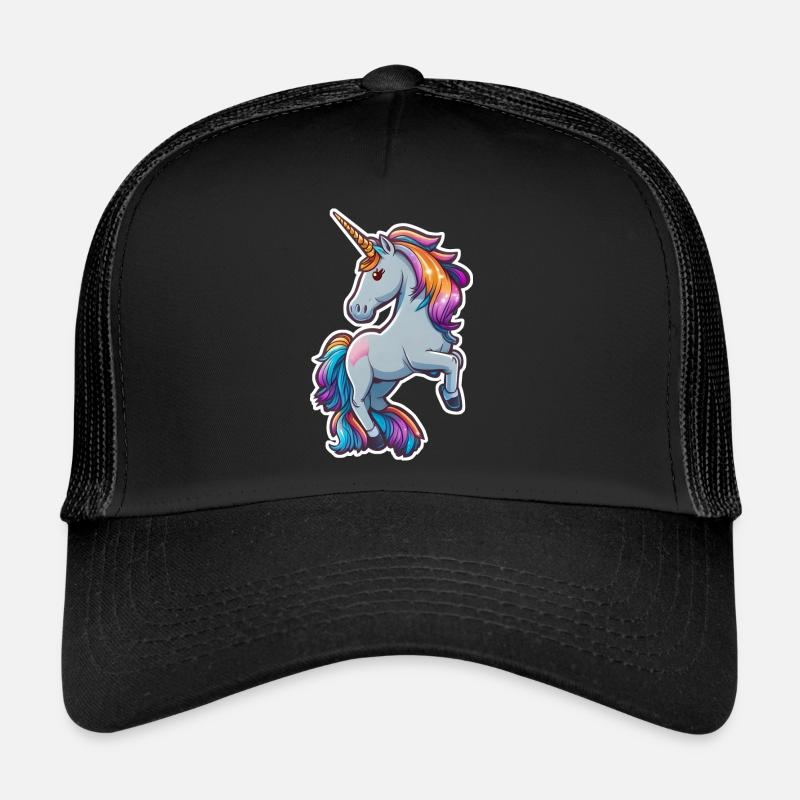 mignon petite licorne - Casquette trucker  - noir/noir