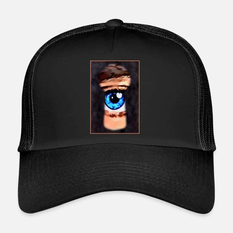 Neugieriger Blick durch's Schlüsselloch - Trucker Cap - Schwarz/Schwarz