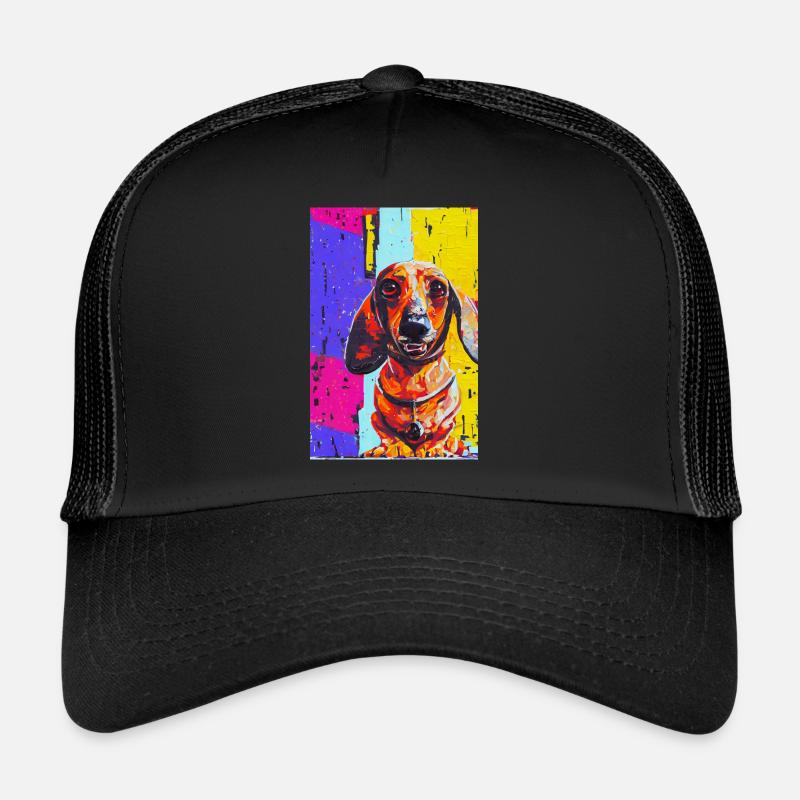 Modern Pop Art Print | Dachshund with Graffiti Colorful Trucker Cap