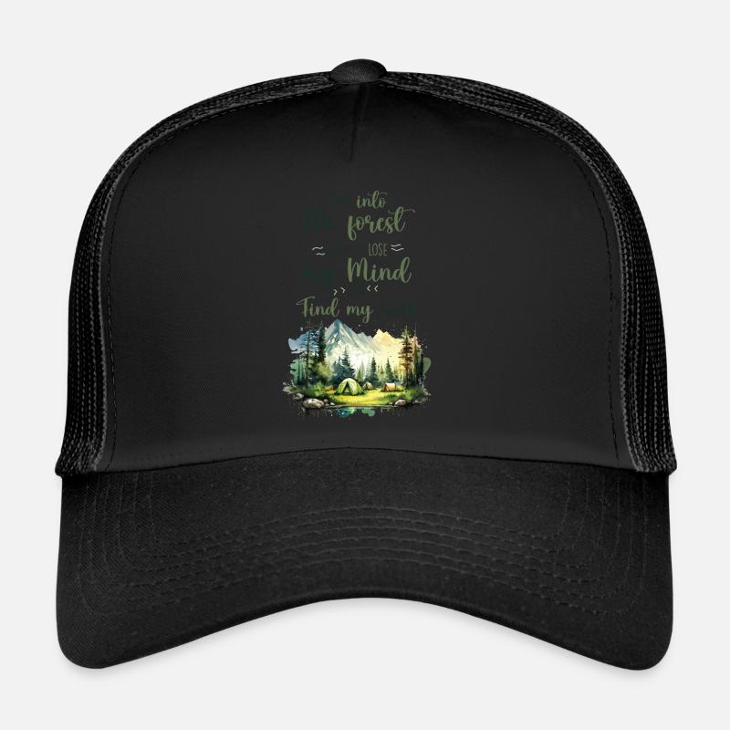 Wald Zitat - Und in den Wald gehe ich - Trucker Cap - Schwarz/Schwarz