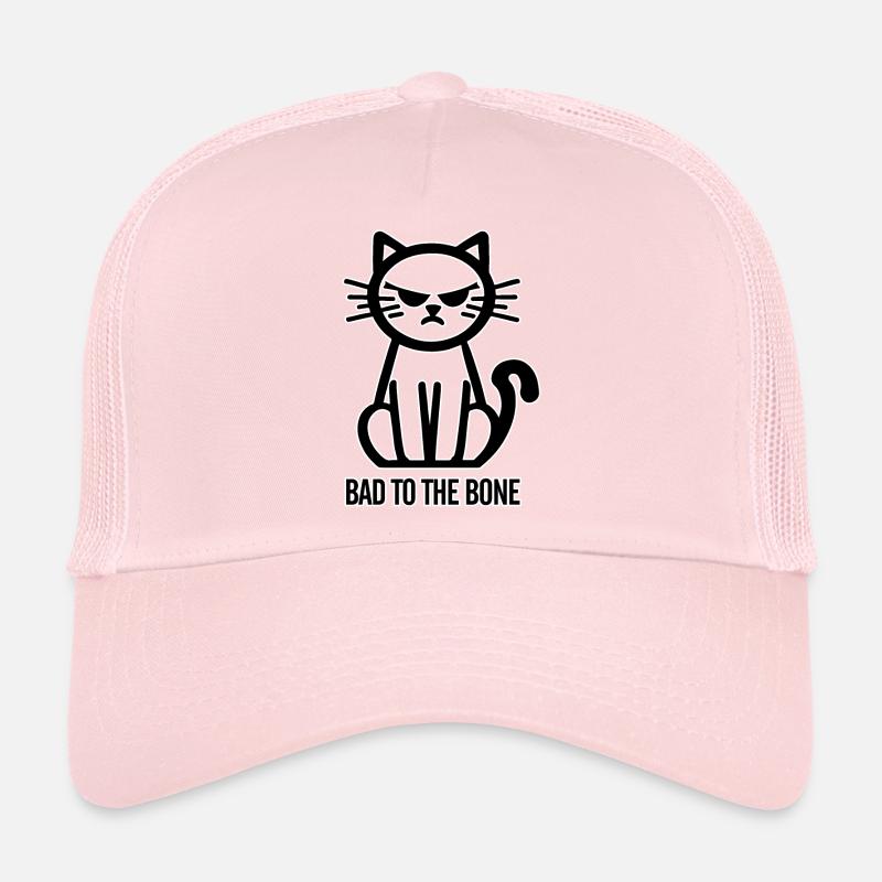 Mal jusqu’à l’os Chat mignon avec blic maléfique Casquette trucker 