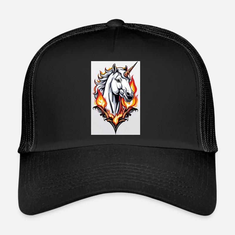 Licorne d’animaux blancs - Casquette trucker  - noir/noir