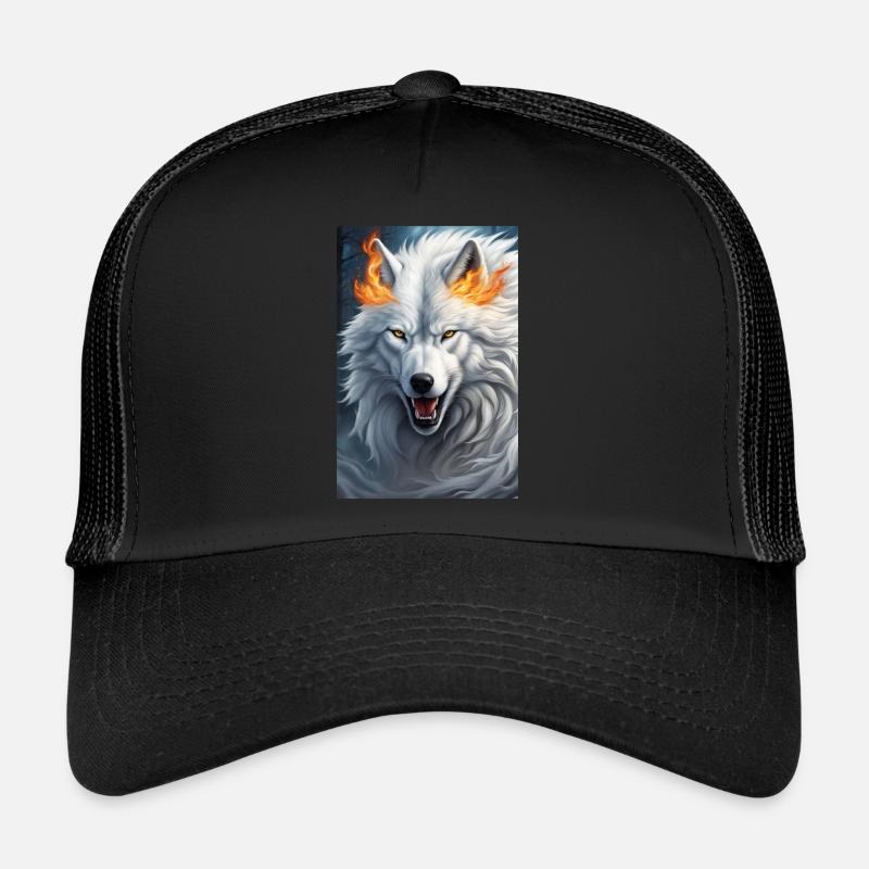 White Animal Wolf Trucker Cap
