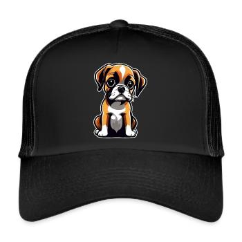 Mignon chien boxer mignon - Casquette trucker  - noir/noir - Devant