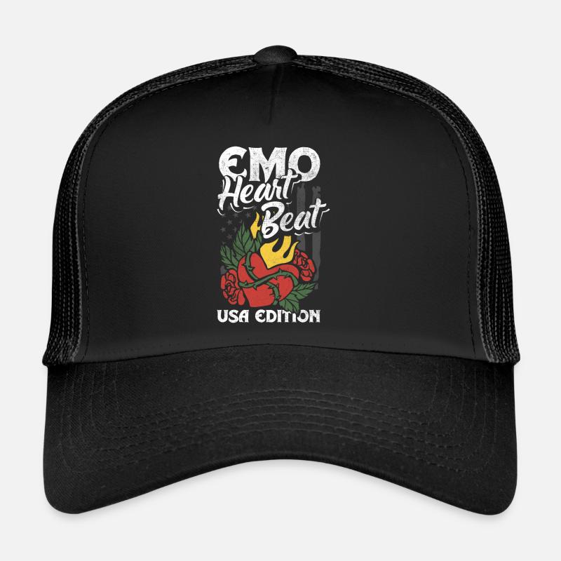 Emoticon Emo Heartbeat USA Edition Emocore Casquette trucker 