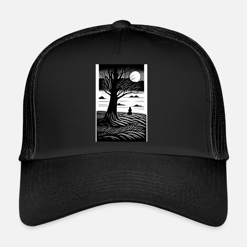Schwarz Weiß Vollmond Trucker Cap