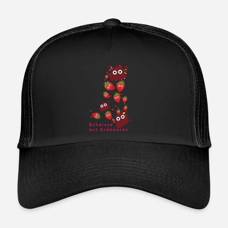 Erdbeeren, Erdbeere, Farbe,scheisse mit Erdbeeren - Trucker Cap - Schwarz/Schwarz