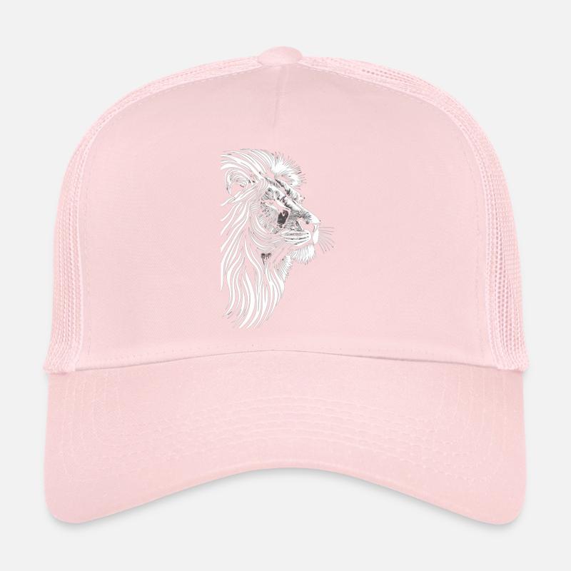 Royal Grace: African Lion in Pure White Trucker Cap