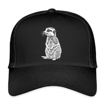 Les Gardiens de la Savane : le suricate en action - Casquette trucker  - noir/noir - Devant