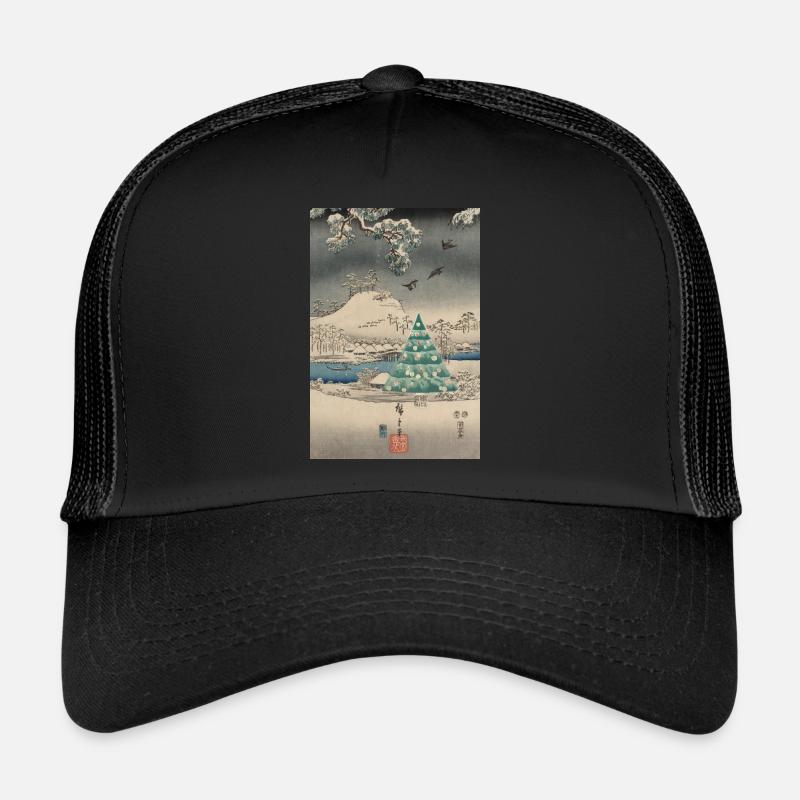Arbre de Noël dans un paysage enneigé Casquette trucker 