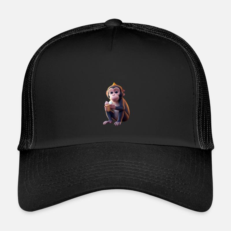 Galaktischer Eisaffe - Trucker Cap - Schwarz/Schwarz