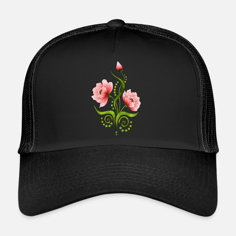 Blumen - Trucker Cap - Schwarz/Schwarz
