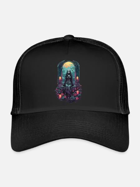 Occulte gothique sorcière magique sombre Halloween - Casquette trucker  - noir/noir - Devant