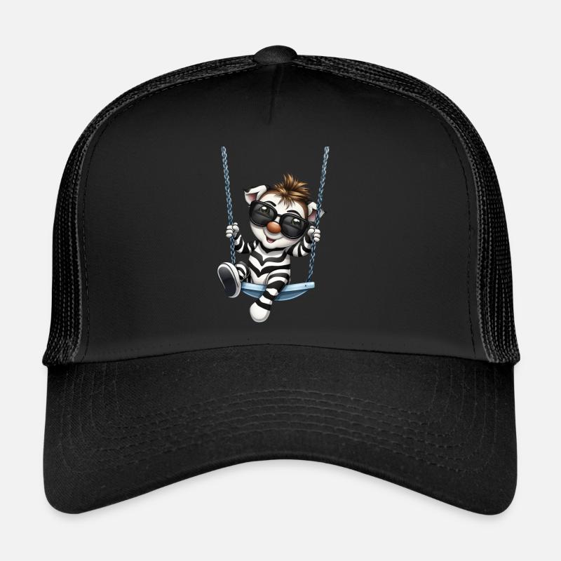 Zèbre mignon se balançant dans un style de dessin animé Casquette trucker 