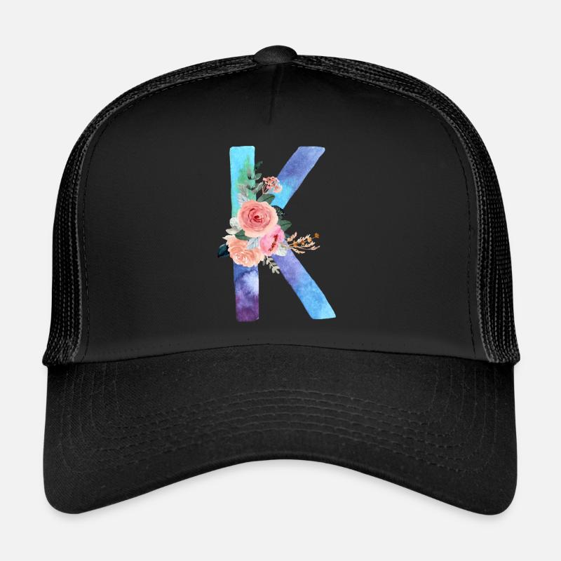 Lettre K watercolor Casquette trucker 