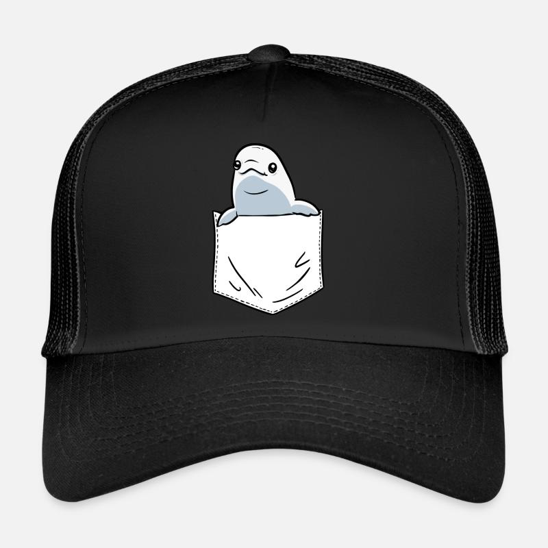 Weißwal Beluga Wal - Trucker Cap - Schwarz/Schwarz
