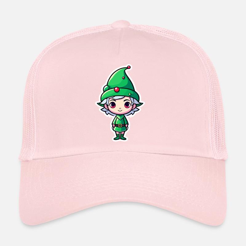 Elf Christmas Illustration Trucker Cap