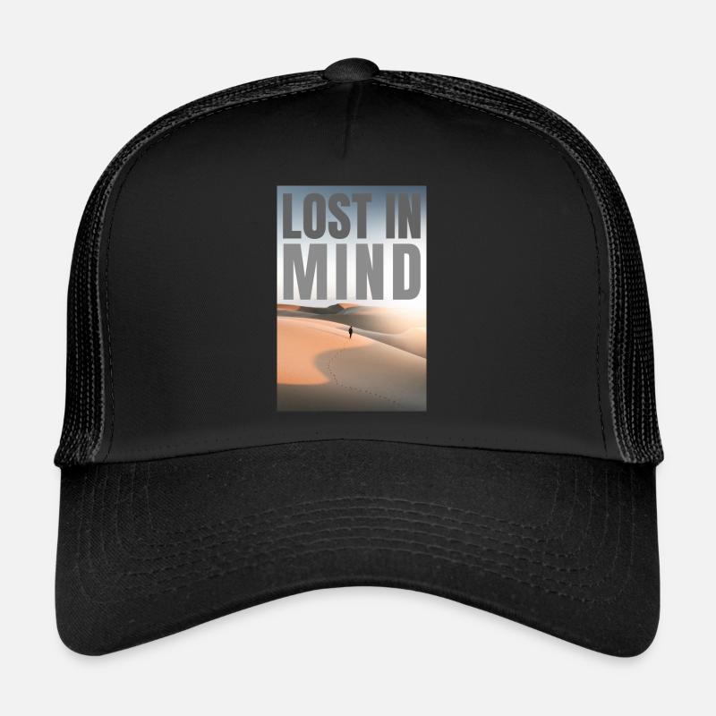 Gedankenverloren in der Wüste - Trucker Cap - Schwarz/Schwarz