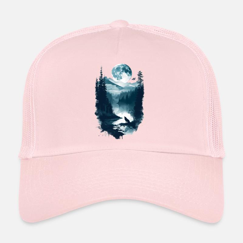 Wolf Howling At The Moon Trucker Cap
