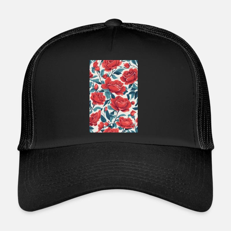 Red Roses - Trucker Cap - black/black