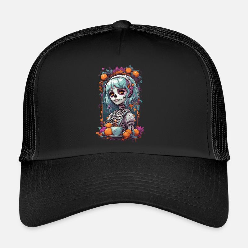 Goth e-Girl crâne Dia de Muertos café Design Casquette trucker 