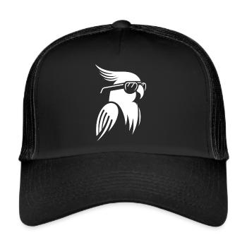 Perruche avec des lunettes de soleil cool - Casquette trucker  - noir/noir - Devant