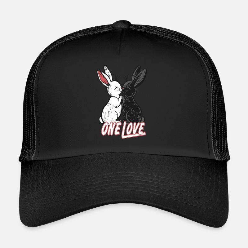 2 mignons lapins noir et blanc Casquette trucker 