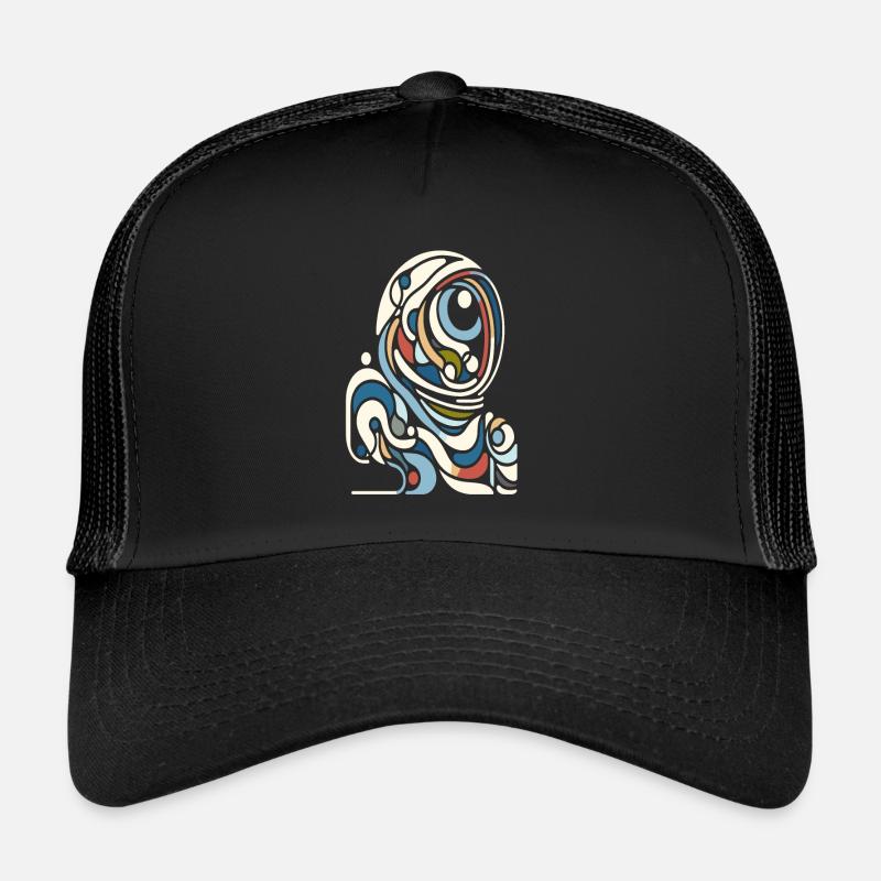 Farbenfroher Astro Style - Trucker Cap - Schwarz/Schwarz