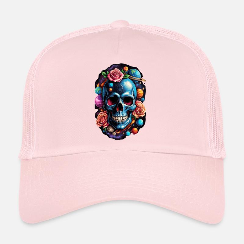 Space Planets Skull Trucker Cap