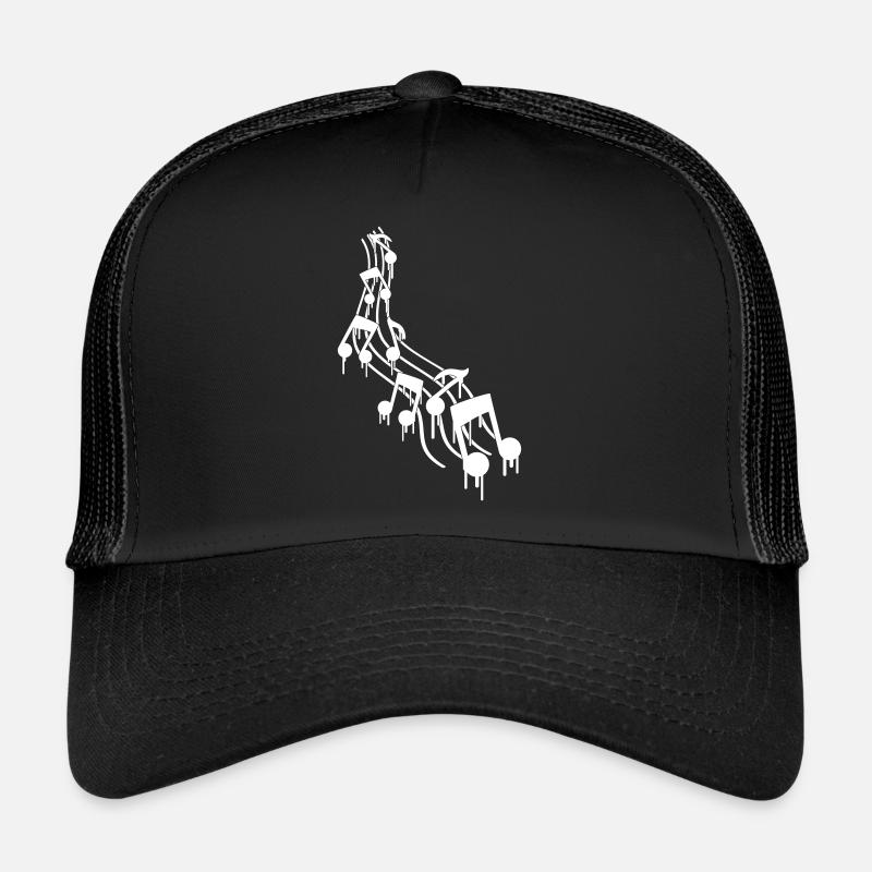 Musique Amour Beaucoup de notes de musique Graffiti Drop Logo Casquette trucker 
