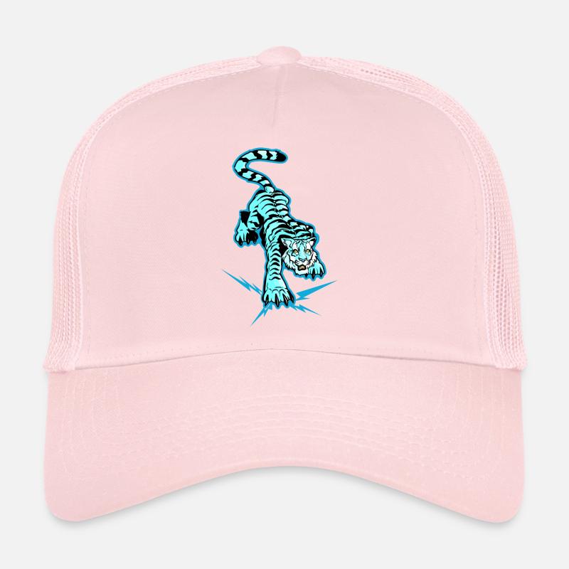 Tigre et éclais sous les pattes (version bleue) Casquette trucker 