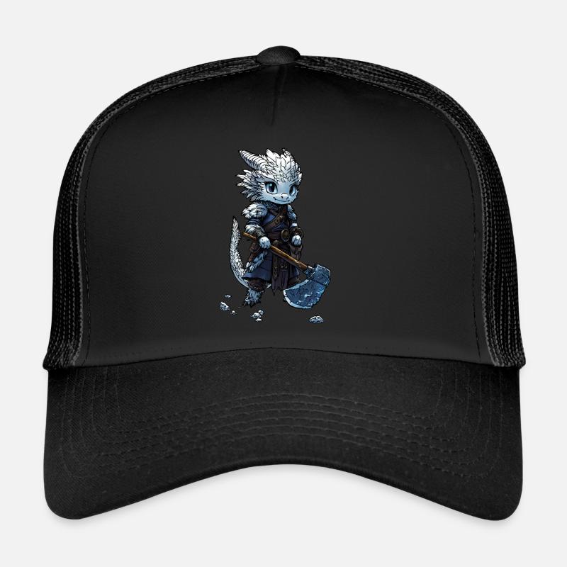 Barbarian Ice drakonischer Charakter - Dragonborn RPG - Trucker Cap - Schwarz/Schwarz