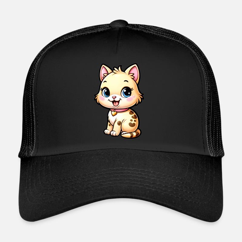 Playful Kitty - Cute and Adorable - Trucker Cap - black/black