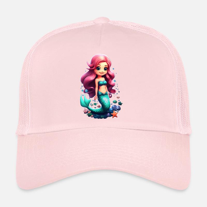 Bezaubernde Chibi Meerjungfrau mit rosa Haar Trucker Cap