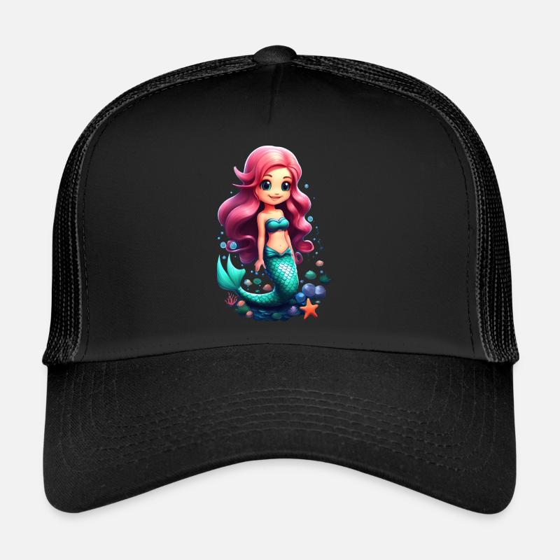 Süße Meerjungfrau Chibi mit rosa Haaren Trucker Cap