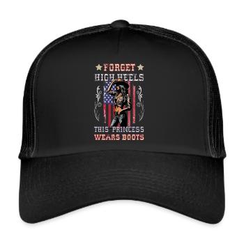 Forget High Heels, Princess Boots USA Style - Trucker Cap - black/black - Front
