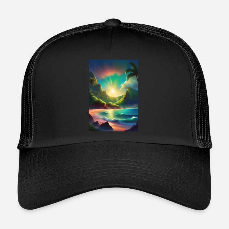 Lagune in Tahiti - Trucker Cap - Schwarz/Schwarz