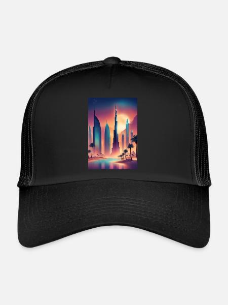 Colorful eastern cityscape - Trucker Cap - black/black - Front