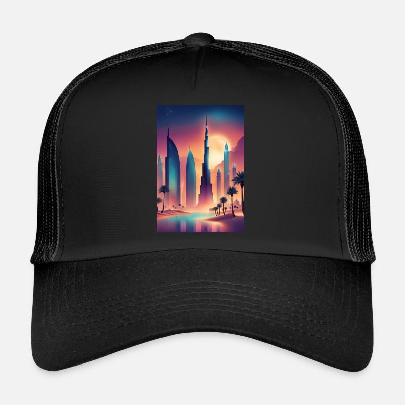 Paysage urbain coloré de l’est Casquette trucker 