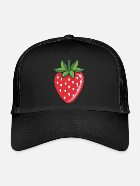 Erdbeere - Trucker Cap - Schwarz/Schwarz