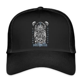 Viking Valhalla Runes Symboles - Casquette trucker  - noir/noir - Devant