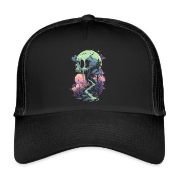 Fantasiewelt Totenkopf punk gothic - Trucker Cap - Schwarz/Schwarz - Vorne