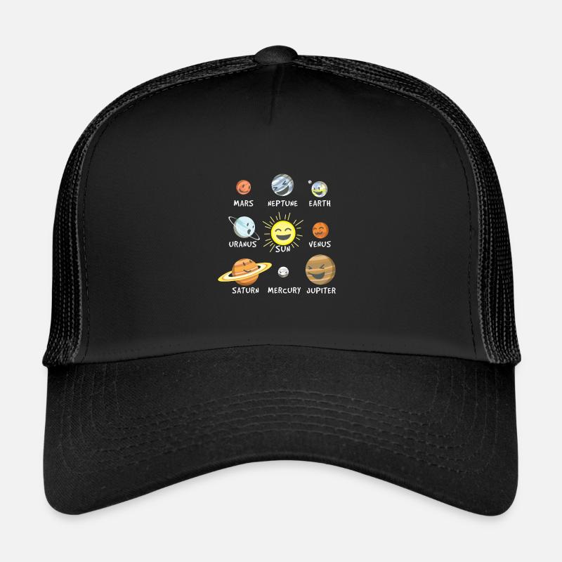 Système solaire drôle - Casquette trucker  - noir/noir