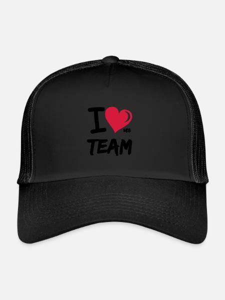 i love my team - Trucker Cap - black/black - Front