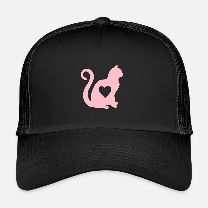 Rosee coeur de chat silhouette chat amoureux noir Casquette trucker 