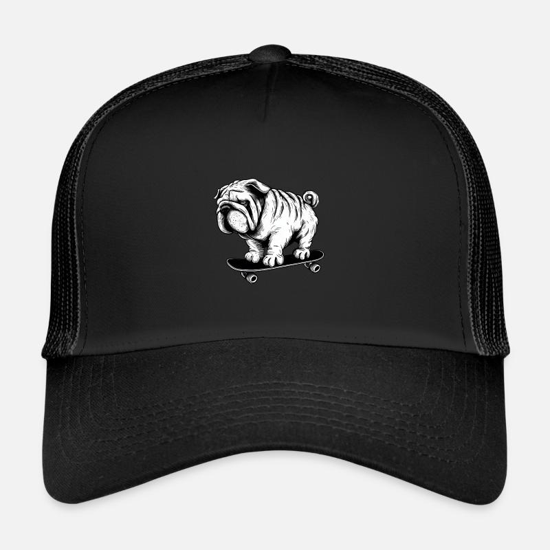 Skater-Mops: Der Straßenkönig - Trucker Cap - Schwarz/Schwarz