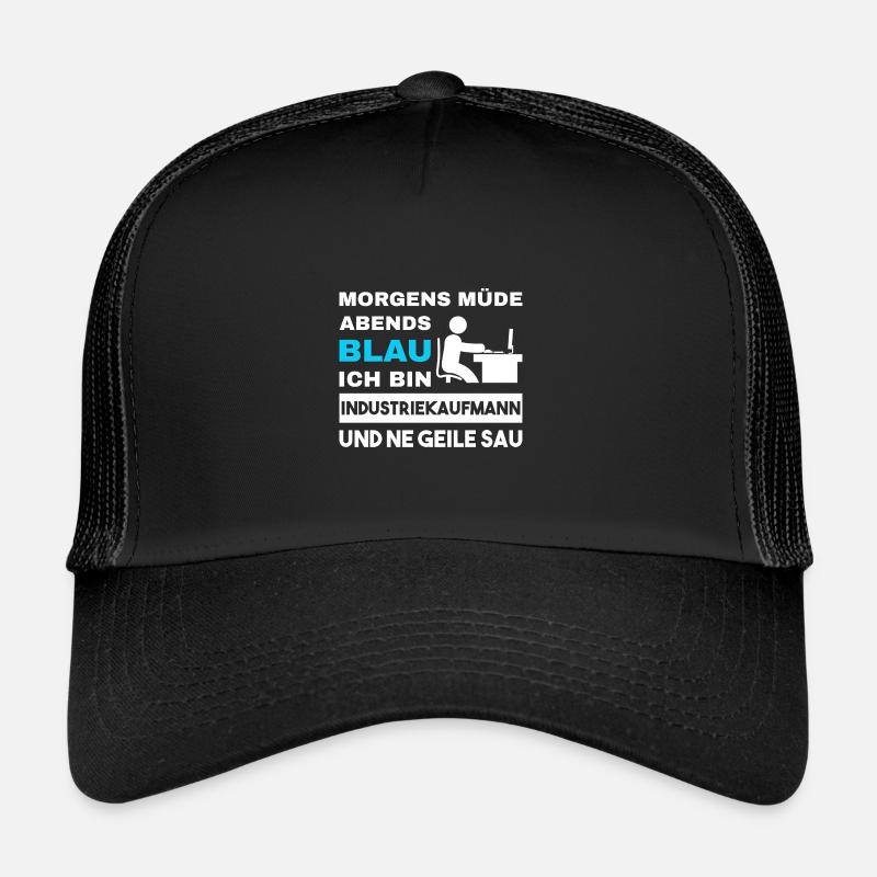 Morgens Müde Abends Blau Industriekaufmann Trucker Cap