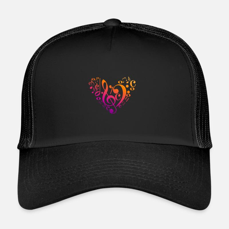 Clé de basse pour violon Notes musicales He Casquette trucker 