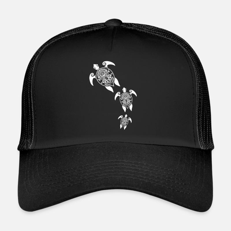 Maori Schildkröten Gruppe Tattoo Geschenk Idee - Trucker Cap - Schwarz/Schwarz